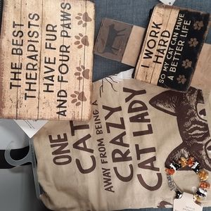 Crazy Cat Lady Gift Set Kitchen Dish Towel Bracelet Zipper Pouch Wallet Listpad